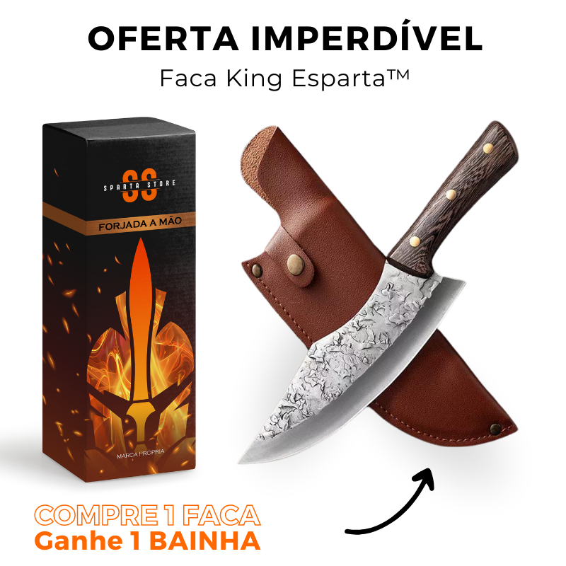 Faca King Esparta - 100% Forjada à Mão (+ BAINHA GRÁTIS)