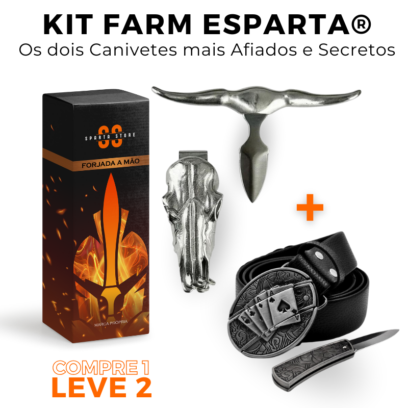 Kit Farm Esparta® - Cinto Faca + Canivete Bull