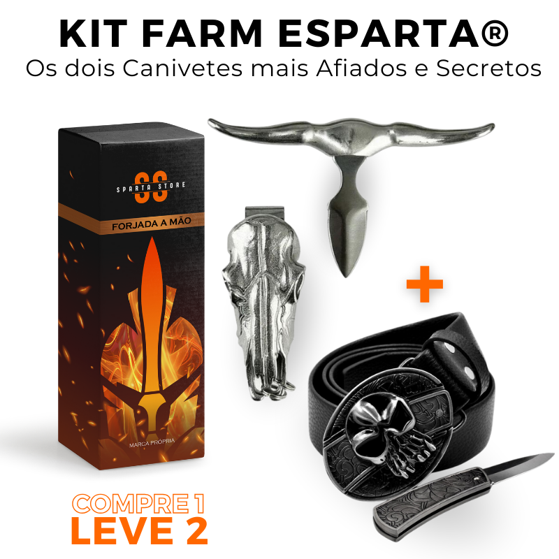 Kit Farm Esparta® - Cinto Faca + Canivete Bull