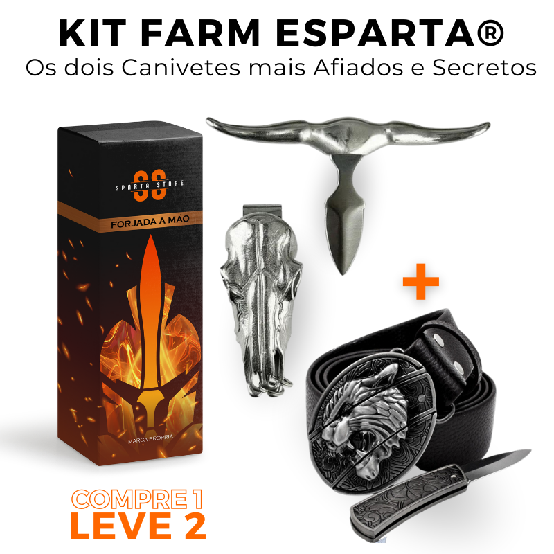 Kit Farm Esparta® - Cinto Faca + Canivete Bull