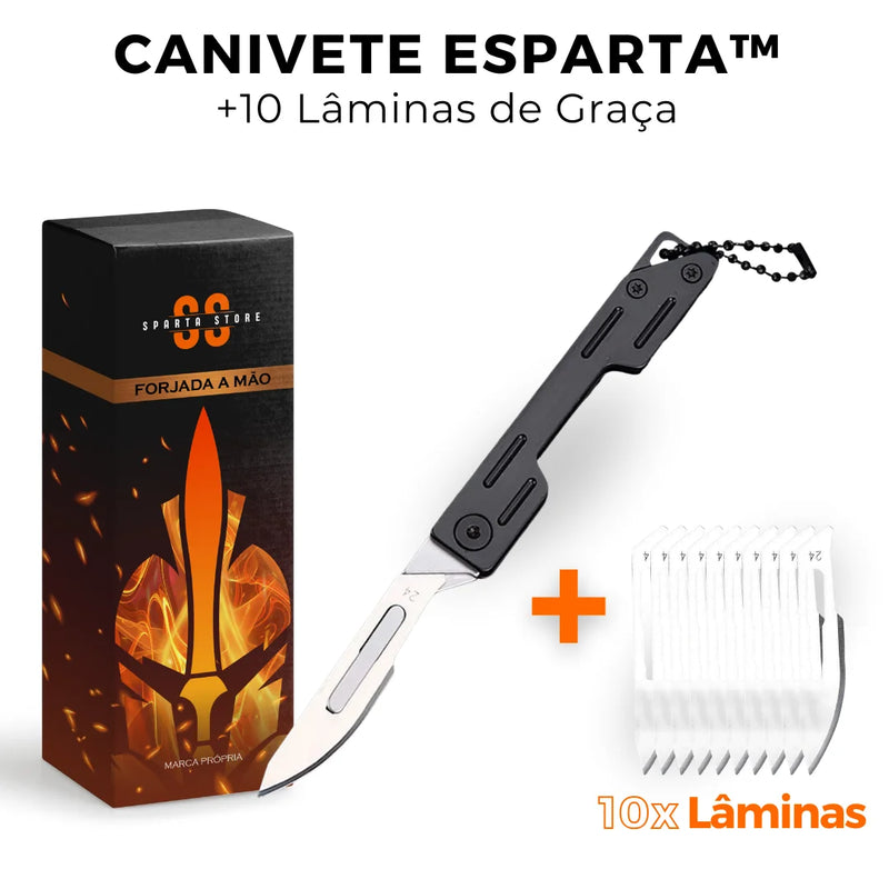 Canivete Esparta™ • 100% Aço Inox (+10 LÂMINAS GRÁTIS)