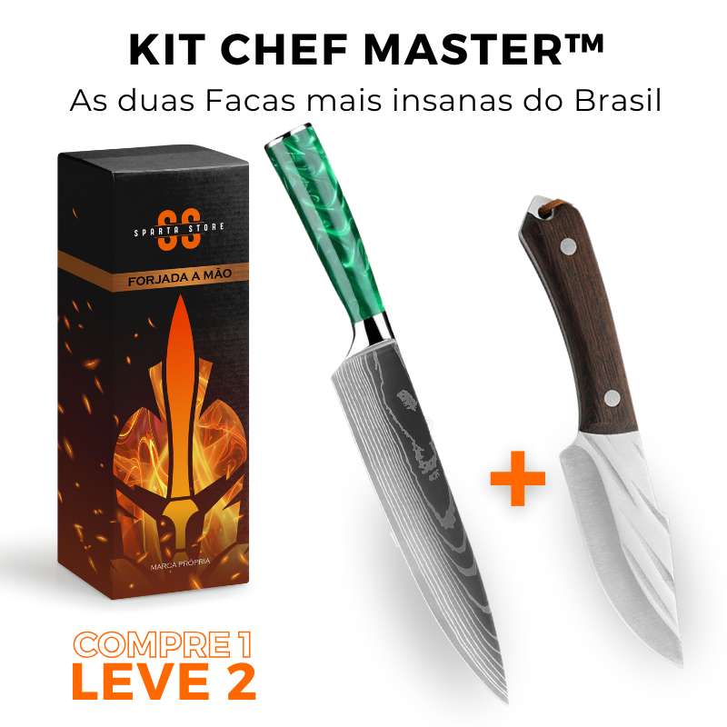 [Pague 1 LEVE 2 facas] Kit Chef Master Esparta • Faca Chef + Bravus