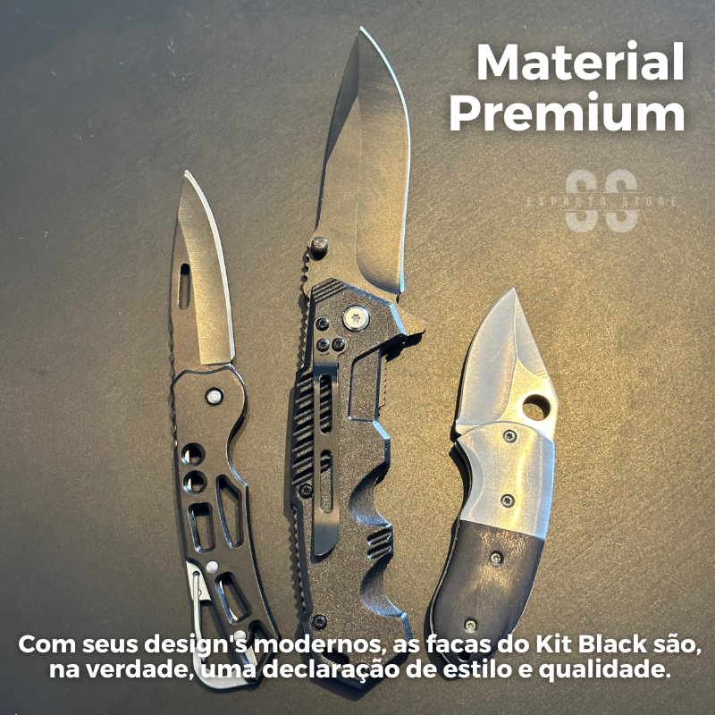 Kit Black Esparta • Canivetes 3 em 1 (+ FRETE GRÁTIS)