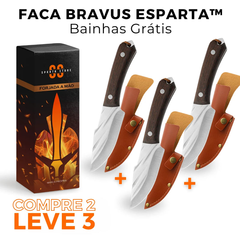 (COMPRE 2 LEVE 3 + BAINHAS) Faca Bravus Esparta™ • 100% Forjadas à Mão