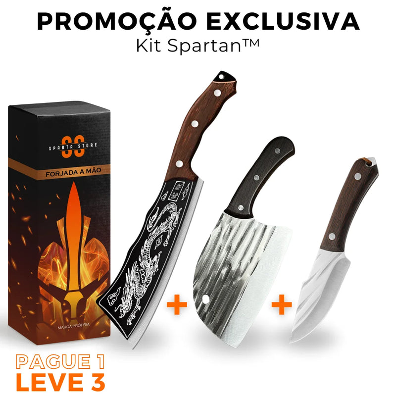 (PAGUE 1 LEVE 3) Kit Spartan™ • Facas 100% Forjadas à Mão