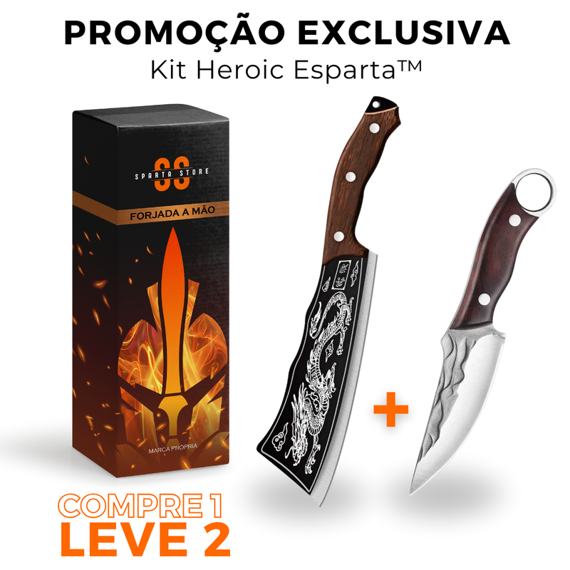 (COMPRE 1 LEVE 2) Kit Heroic Esparta • Faca Drak + Faca Apollo