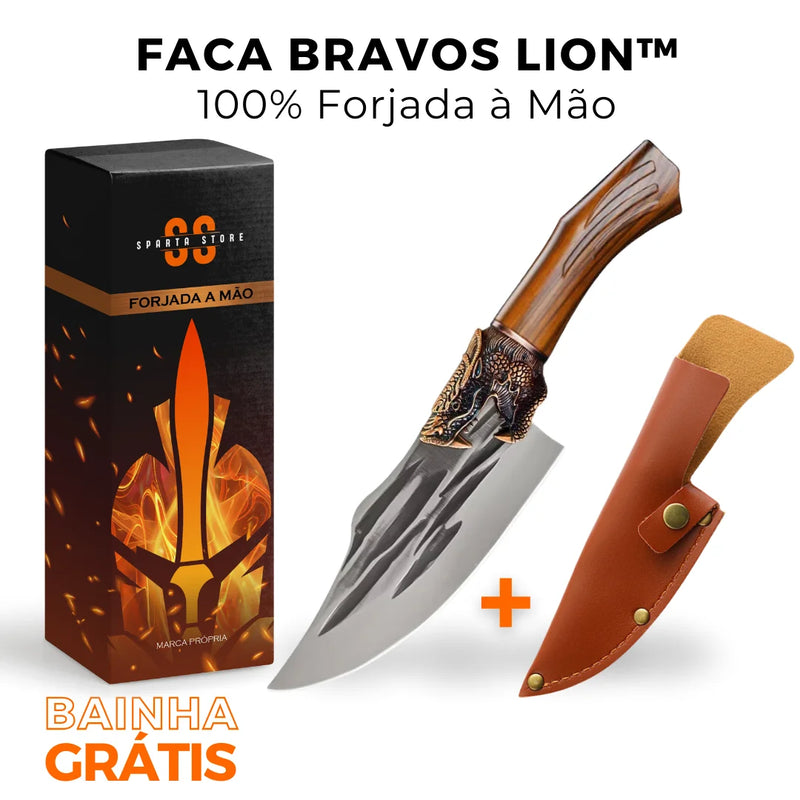 Faca Bravos Lion™ • 100% Forjada à Mão (COMPRE 1 LEVE 2)