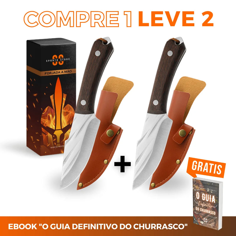 [OFERTA LIMITADA] Faca Bravus Esparta™ 100% Forjada à Mão • COMPRE 1 LEVE 2 + Bainha de Couro Grátis