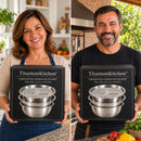 TitaniumKitchen™  3-em-1 • Combo 100% em Aço Inox com Ralador + Escorredor + Bacia