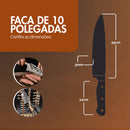 Faca Picanheira Artesanal em Aço Inox 10 Polegadas Cavalo • 100% Forjada à Mão (+Bainha de Couro Grátis)